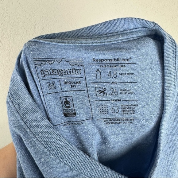 Patagonia Men’s Blue P-6 Logo Short Sleeve Responsibili-Tee Shirt Size Medium - Picture 5 of 7